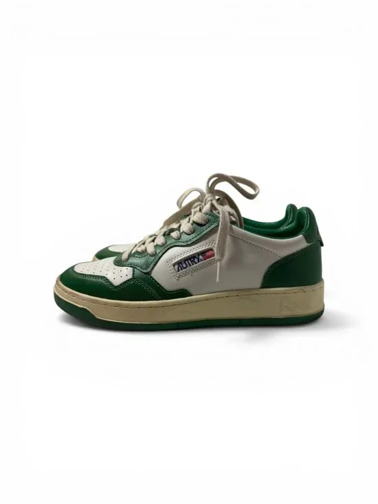 AUTRY Medalist Low Two-Tone Leather Sneakers in Green/White Size 40 - Picture 8 of 11